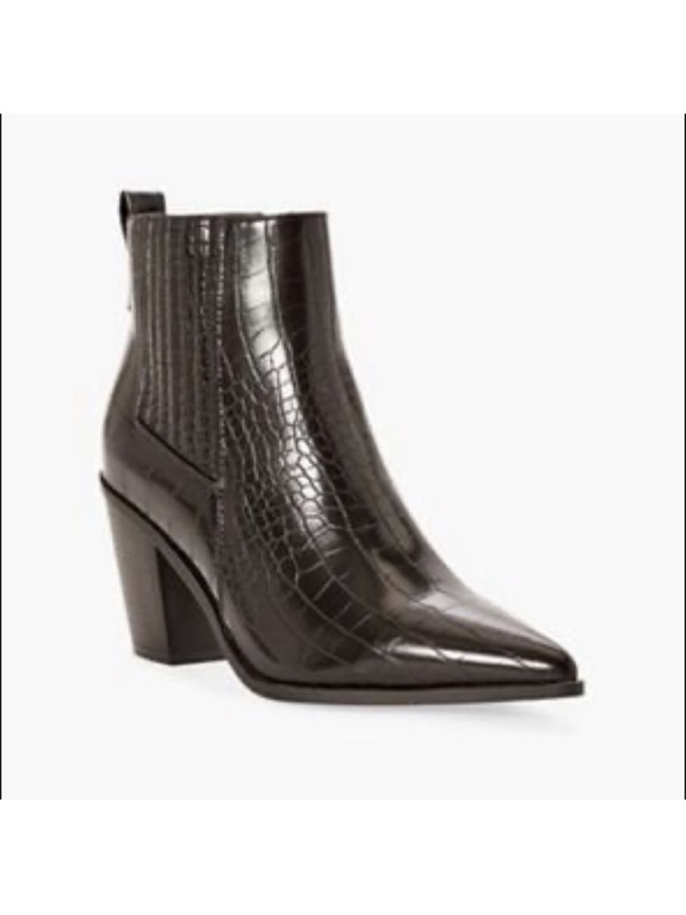 JustFab Pointed Toe Croc-Embossed Ankle Boot